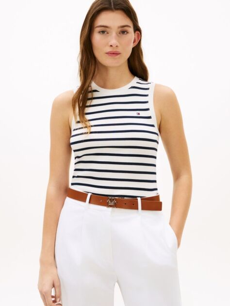 Multi Top Fara Maneca Slim Cu Guler Rotund  Femei