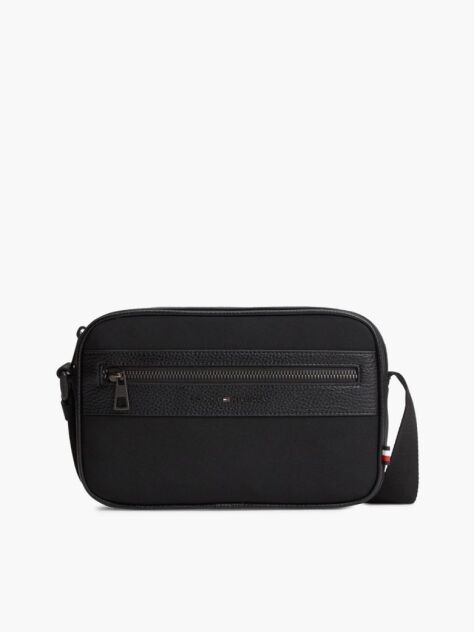 Negru Geanta Reporter Crossbody Cu Logo Din Metal  Barbati