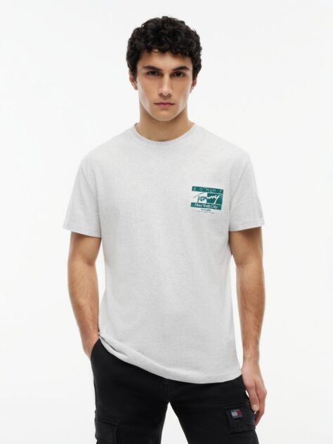 Gri T-Shirt Din Jersey Cu Model Signature  Barbati