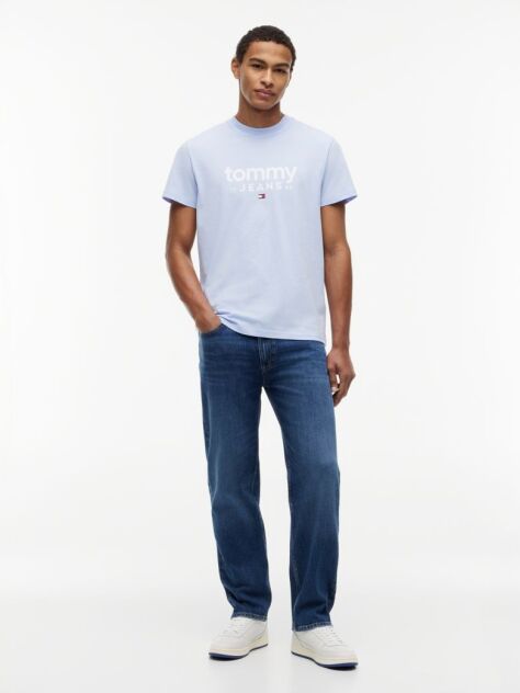 Blue T-Shirt Cu Croiala Slim Si Logo Graphic  Barbati
