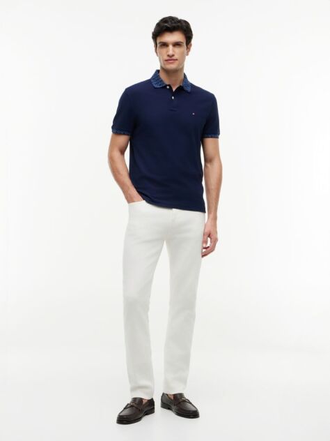 Blue Polo Jacquard Cu Croiala Regular  Barbati