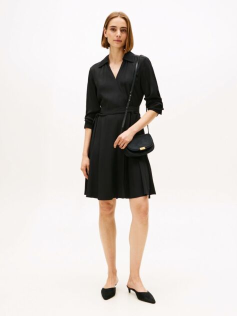 Negru Rochie Mini Wrap Relaxata Cu Maneci Lungi  Femei