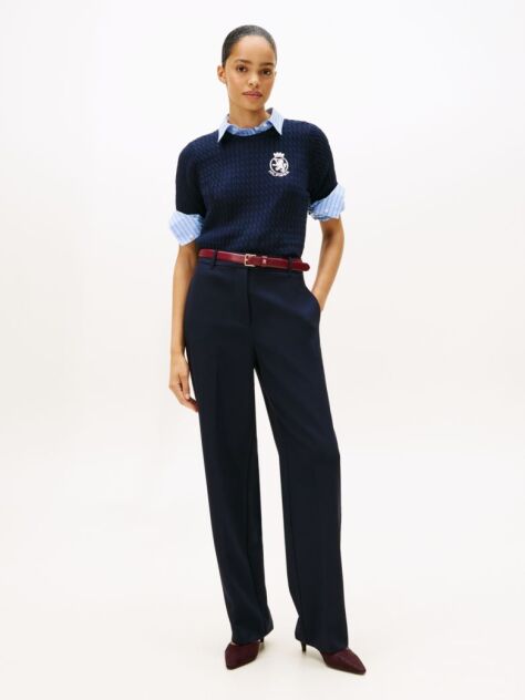 Blue Pantaloni Drepti Slim  Femei
