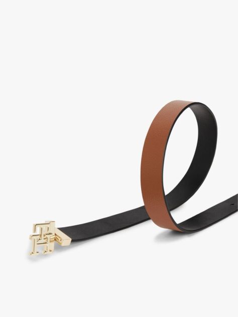 Multi Curea Din Piele Cu Bucla Reversibila Si Monogramma TH  Femei