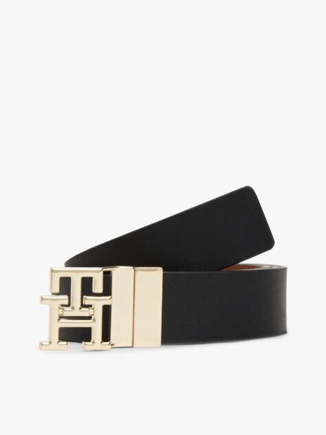 Multi Curea Din Piele Cu Bucla Reversibila Si Monogramma TH  Femei