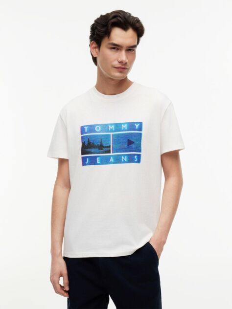 Alb T-Shirt Cu Model Printat  Barbati