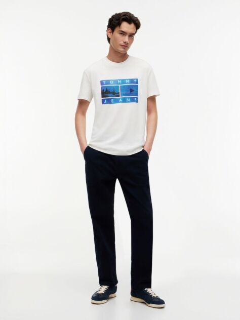 Alb T-Shirt Cu Model Printat  Barbati