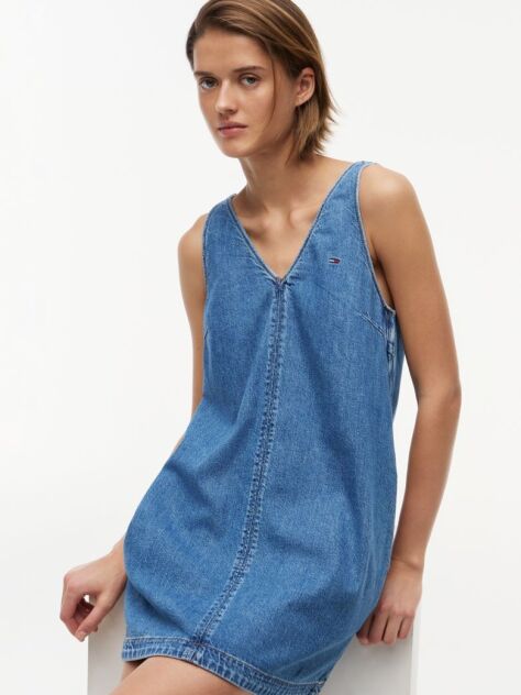 Denim Rochie Din Denim Cu Guler V  Femei