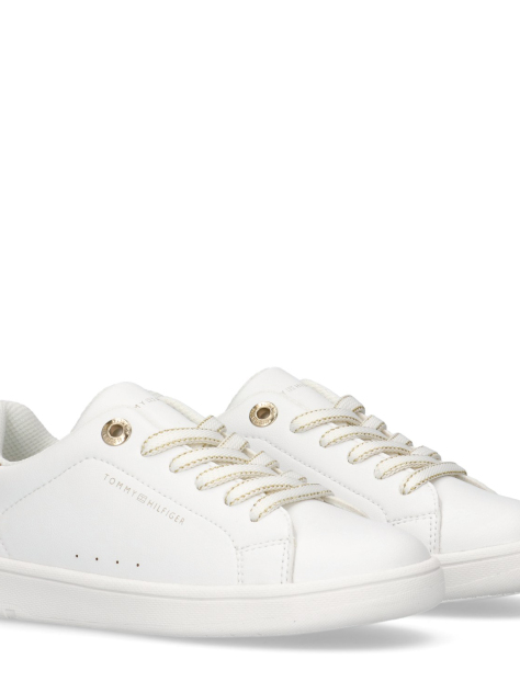 White Low Cut Lace Up Sneakers  Girls