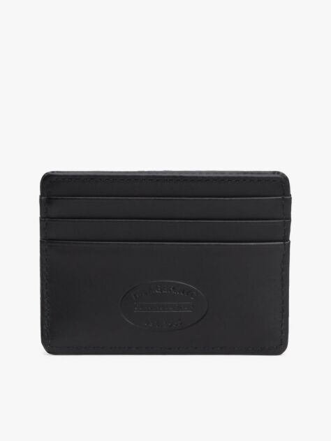 Negru Port-Card Din Piele  Barbati