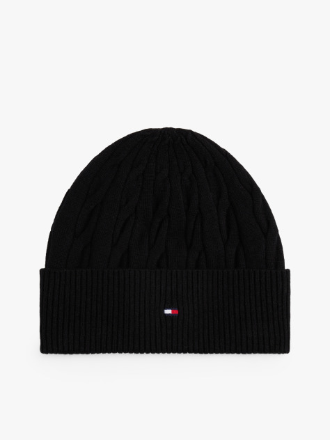 Negru Caciula Tricotata Din Amestec De Lana Cu Hilfiger Flag  Barbati