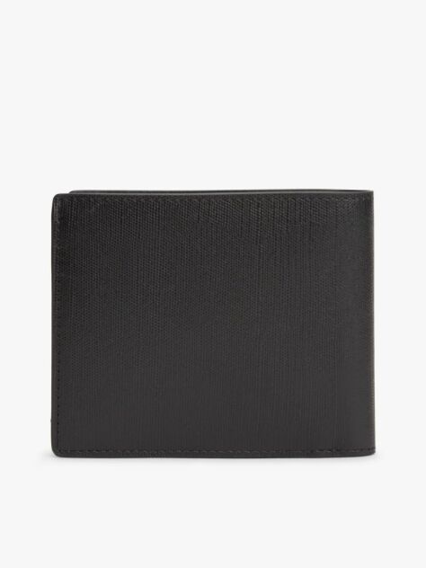 Negru Portofel Pliat Din Piele Caviar Grain  Barbati