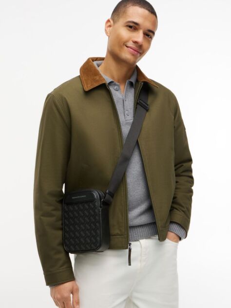 Negru Geanta Crossbody Reporter Modern Cu Steag  Barbati