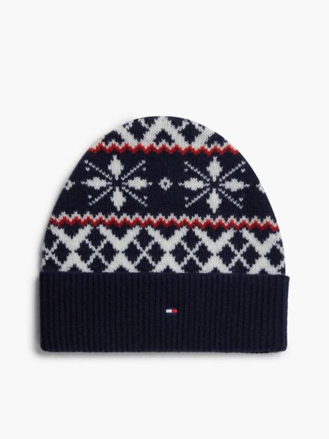 Blue Caciula Din Amestec De Lana Fair Isle  Barbati