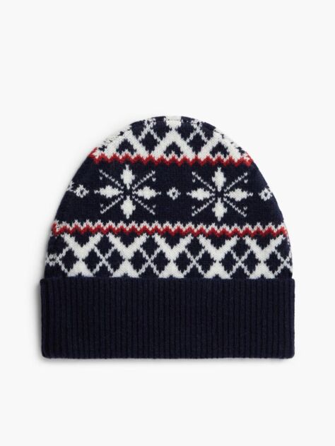 Blue Caciula Din Amestec De Lana Fair Isle  Barbati