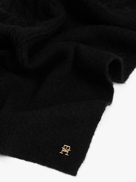 Negru Esarfa Pufoasa Tricotata Cu Model Cable Chic  Femei
