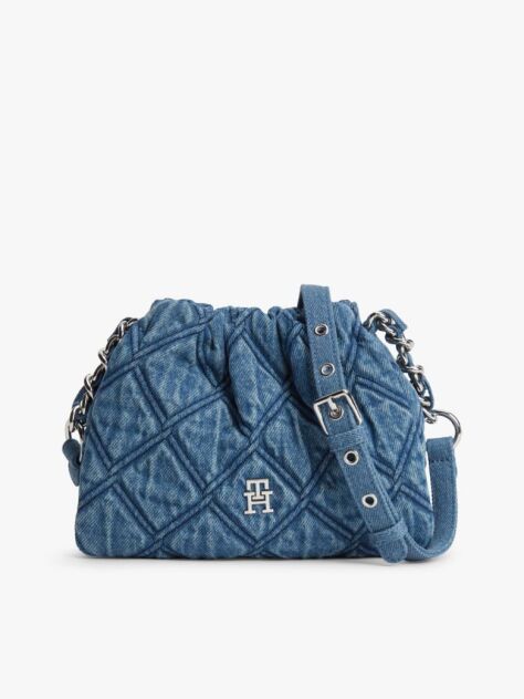Denim Geanta Crossbody Matlasata Din Denim Cu Monograma TH  Femei