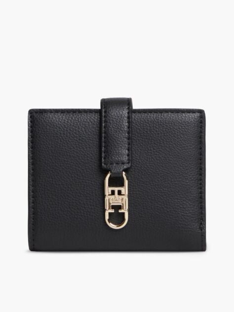 Negru Portofel Bifold Cu Monograma TH  Femei