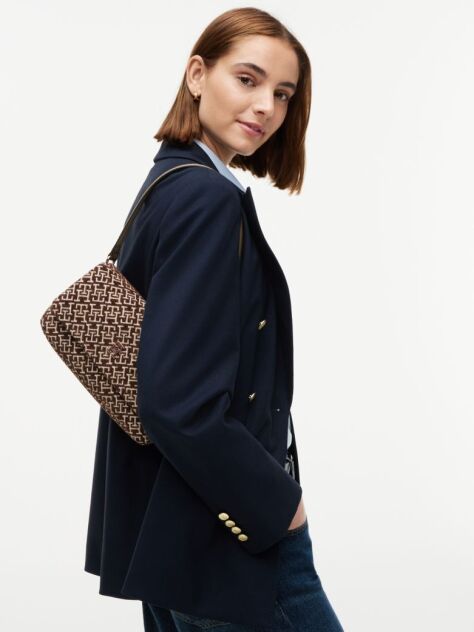 Bej Geanta Crossbody Jacquard Convertibla Cu Monograma TH  Femei
