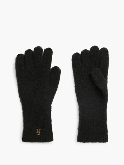 Negru Manusi Chic Din Alpaca Cu Monograma TH  Femei