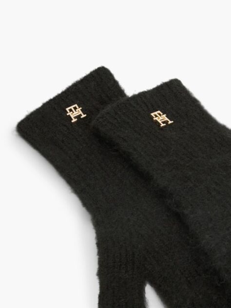 Negru Manusi Chic Din Alpaca Cu Monograma TH  Femei