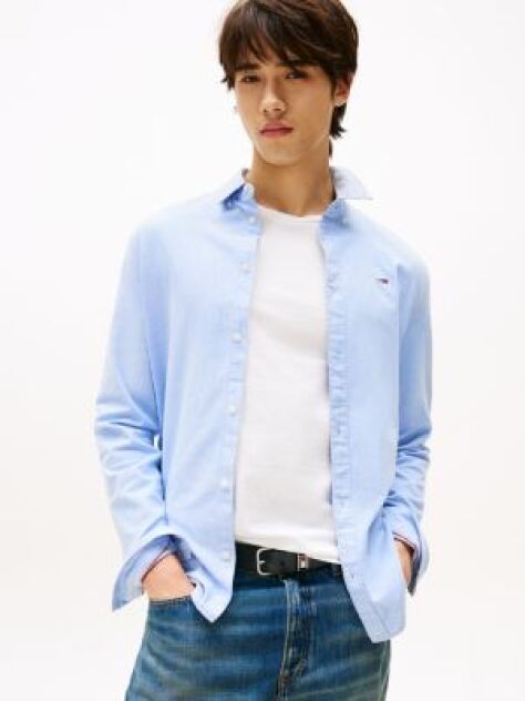 Blue Camasa Slim Fit Din Bumbac Organic Stretch  Barbati