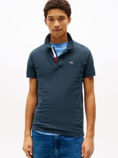 Blue Polo Slim Placket TJM  Barbati