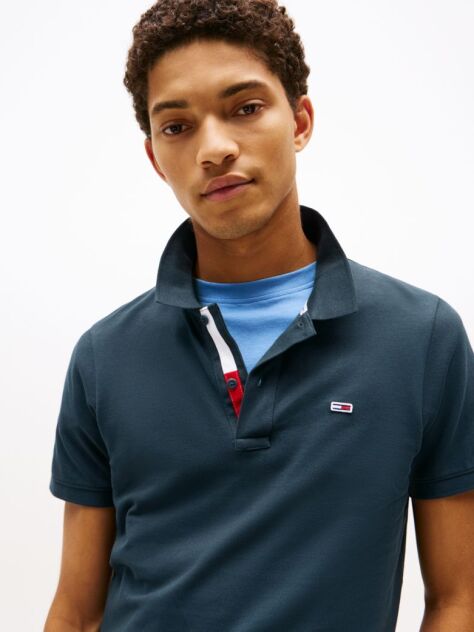 Blue Polo Slim Placket TJM  Barbati