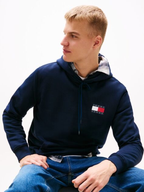 Blue Hanorac Cu Cordon Si Logo  Barbati