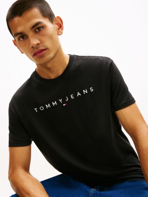 Negru Tricou Regular Cu Logo Brodat  Barbati