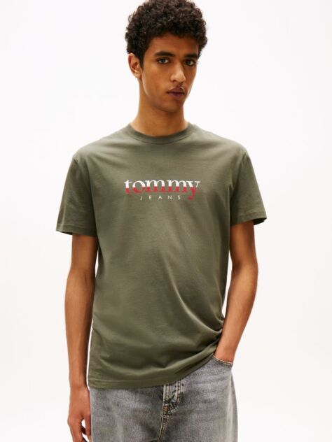 Verde Tricou Din Jersey Cu Guler Rotund Si Logo  Barbati