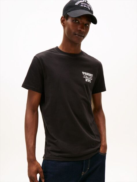 Negru Varsity Tricou Slim Cu Logo  Barbati