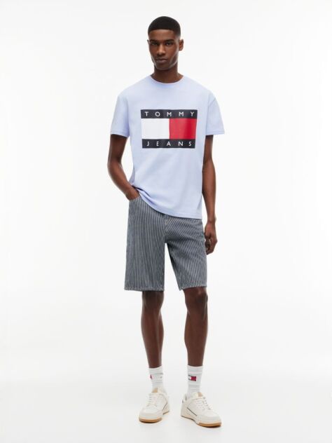 Blue Tricou Cu Guler Rotund Si Insigna Cu Steag  Barbati