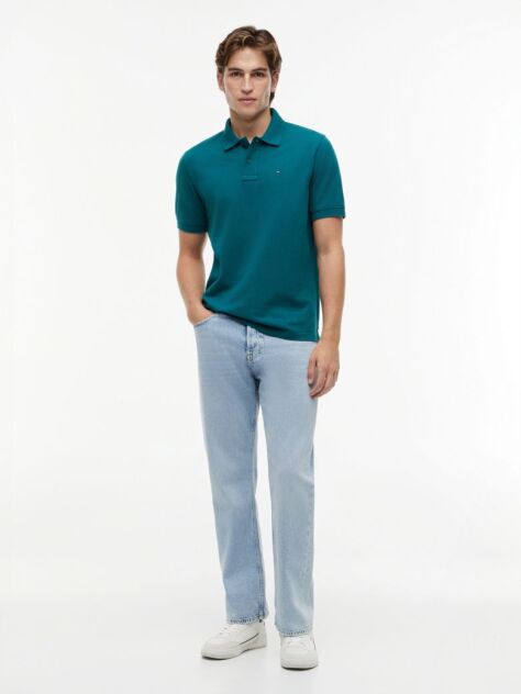Verde Polo Pique Cu Steag Hilfiger Croiala Regular   Barbati