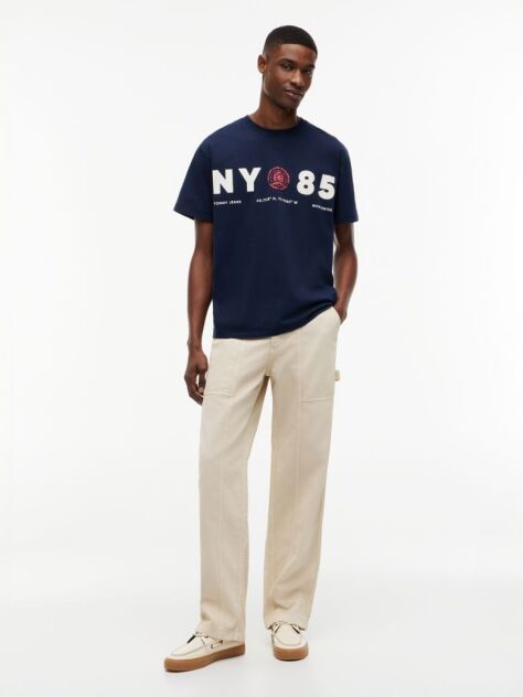 Blue Tricou Din Jersey Lejer Cu Logo Pe Spate  Barbati