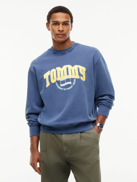 Blue Bluza De Trening Din Terry Cu Croiala Lejera Si Logo  Barbati