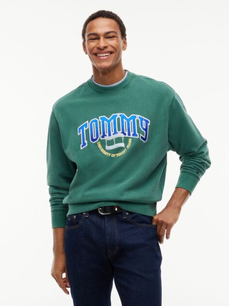 Verde Bluza De Trening Din Terry Cu Croiala Lejera Si Logo  Barbati
