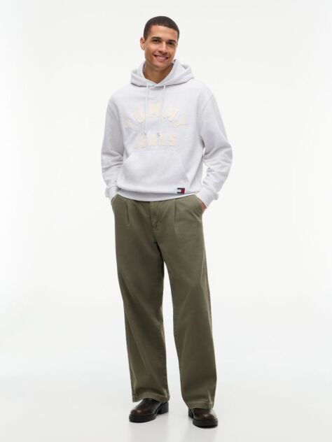 Gri Hanorac Cu Fleece Croiala Lejera Si Logo Clasic  Barbati