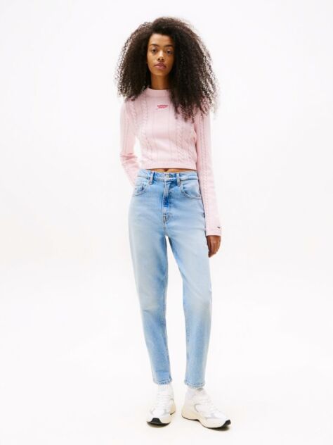 Denim Blugi Mom Tapered Cu Talie Ultra Inalta  Femei