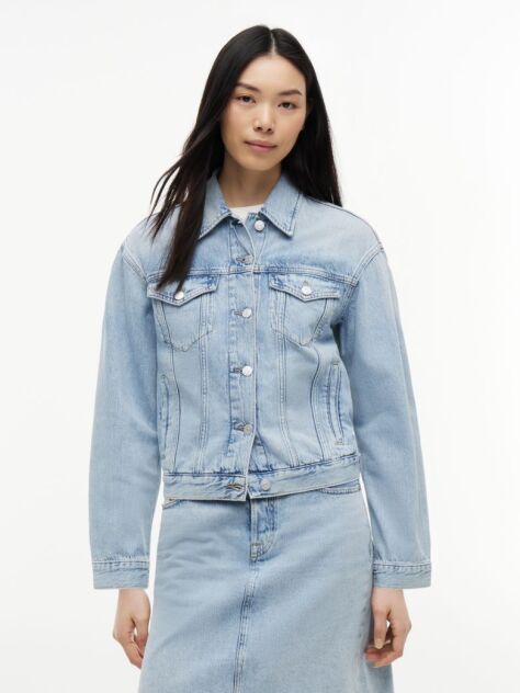Denim Jacheta Din Denim Vintage Cu Croiala Lejera  Femei