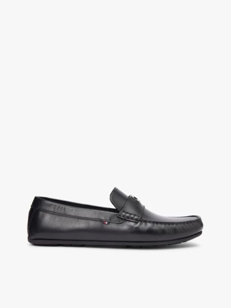 Negru Pantofi Din Piele Cu Emblema  Barbati