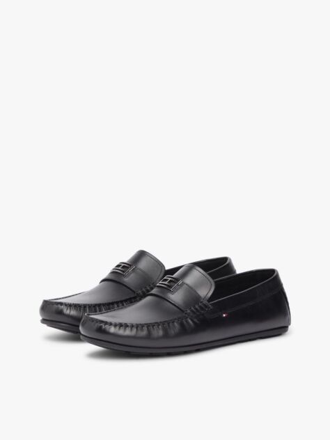 Negru Pantofi Din Piele Cu Emblema  Barbati