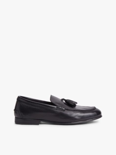 Negru Mocasini Din Piele Flexibila Cu Logo Si Tassel  Barbati