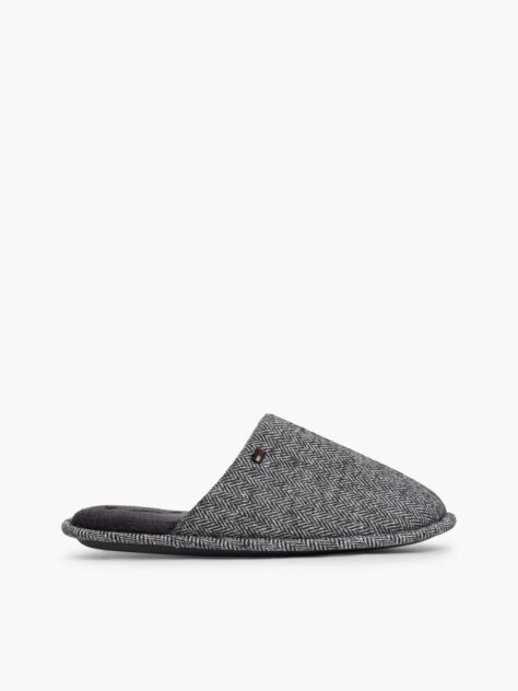 Grey Enamel Flag Herringbone Slippers  Men