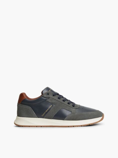 Blue Adidasi Din Piele Cu Texturi Mixte  Barbati