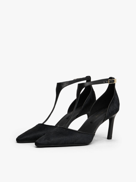 Negru Pantofi Cu Toc Stiletto Si Bareta Ankle T-Bar  Femei