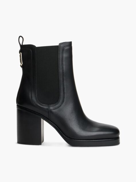 Negru Botine Chelsea Din Piele Cu Toc Patrat  Femei