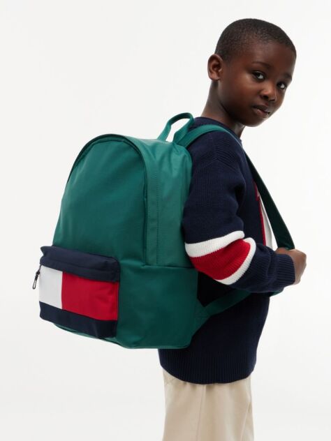 Green Kids' Essential Signature Colour-Blocked Pocket Backpack  Kids Unisex