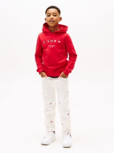 Alb Jeansi Albi Cu Broderie Steagul Hilfiger  Baieti