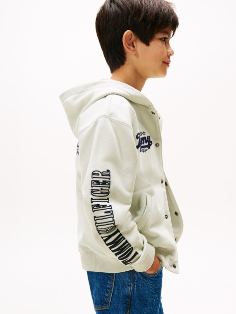 Verde Hanorac Cu Nasturi Tip Snap Si Grafica Mix Varsity  Baieti